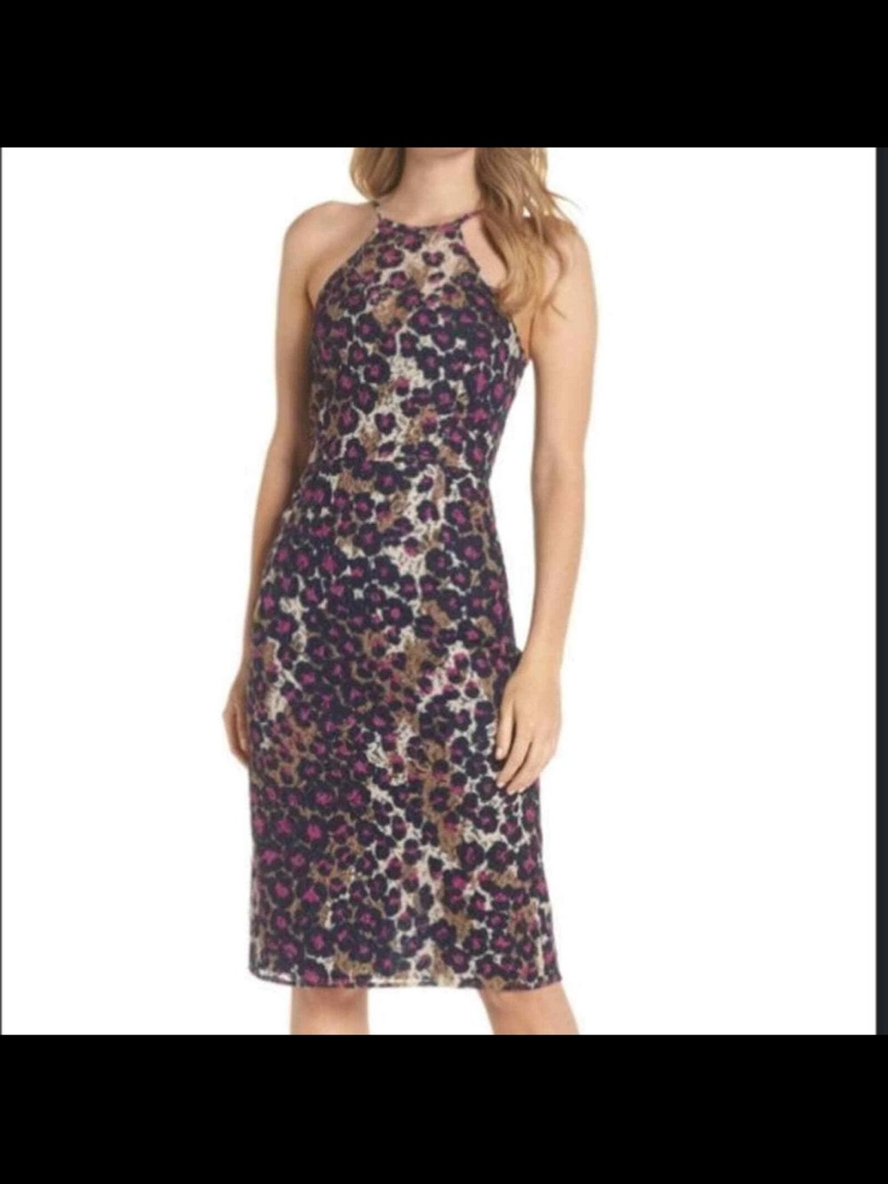 Trina Turk Purple Multi Floral Lace Midi Sheath Dress